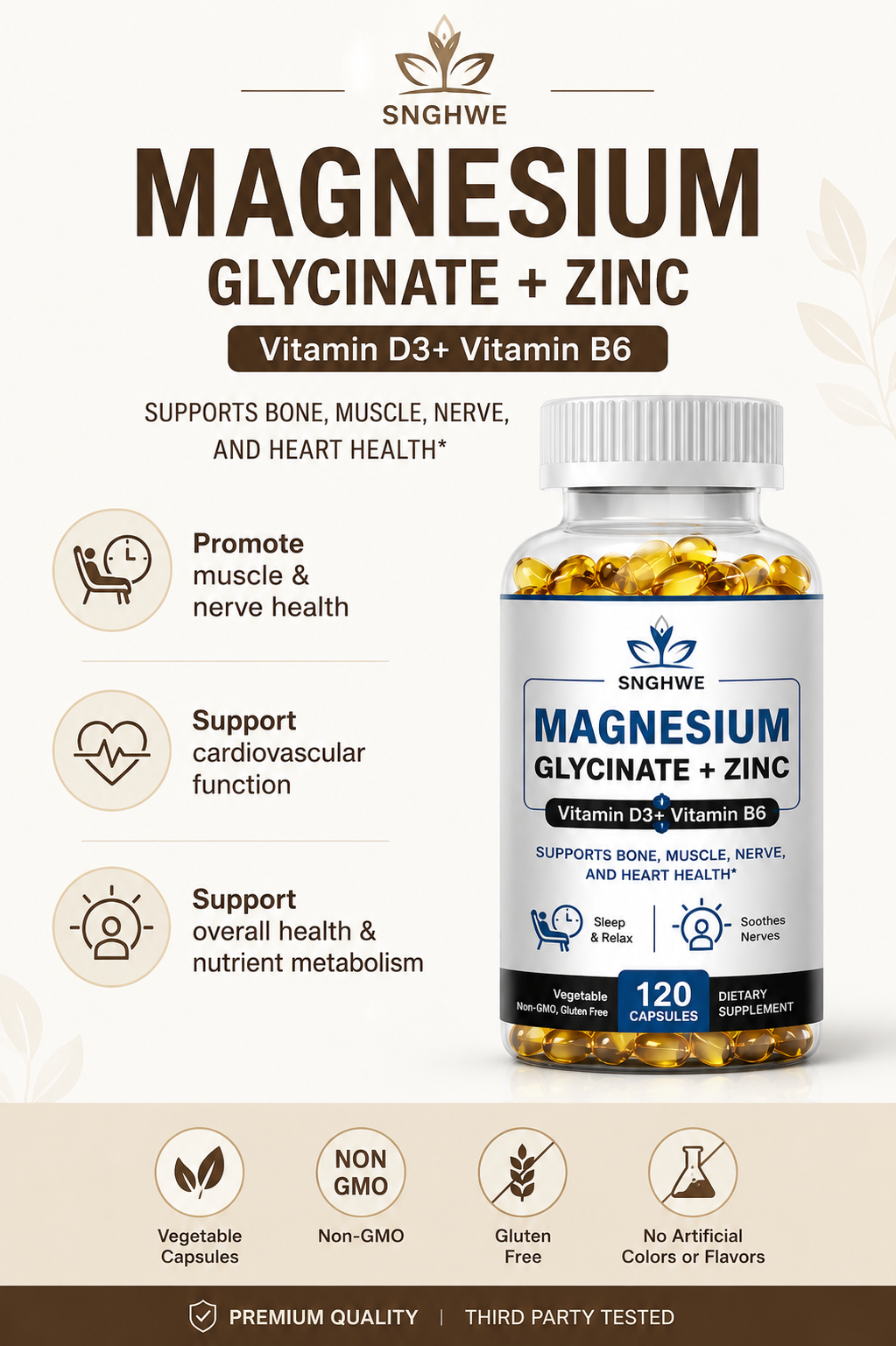 Magnesium Glycinate,Zinc & Vitamin D3