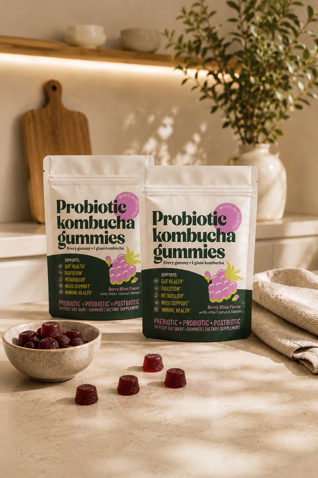 Probiotic Kombucha Gummies- Berry Bliss