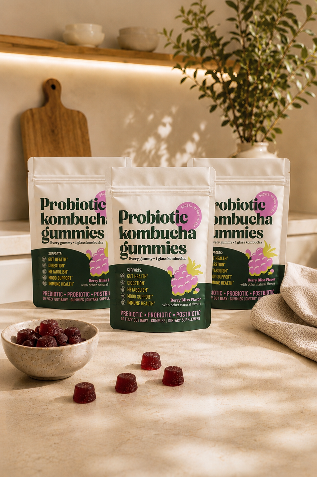 Probiotic Kombucha Gummies- Berry Bliss